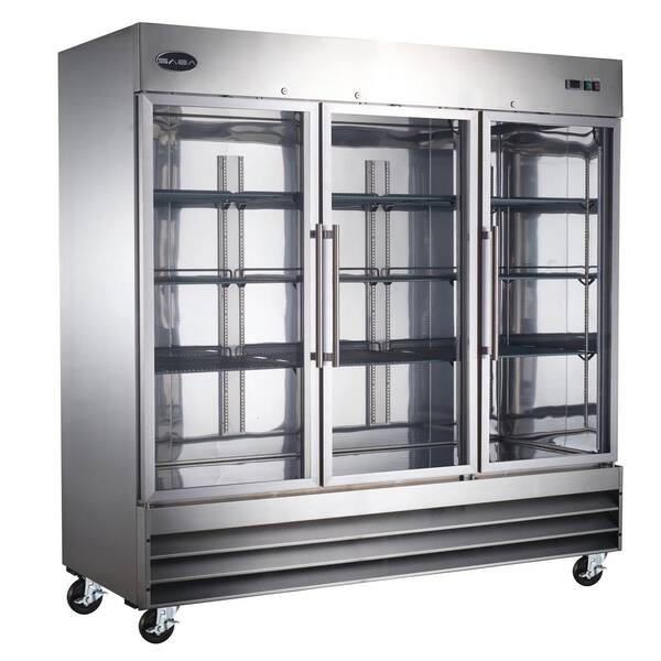 SABA 72 cu. ft. Three Glass Door Commercial Reach In Upright Freezer in Stainless Steel
