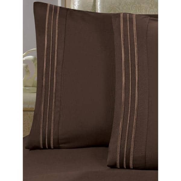 Elegant Comfort 4-Piece Chocolate Brown Solid Microfiber King Sheet Set  V01-K-Chocolate - The Home Depot
