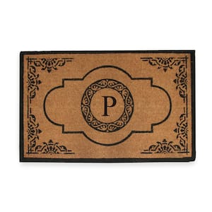 Abrilina Hand Crafted 30 in. x 48 in. Entry Coir Monogrammed-P Double Door Mat