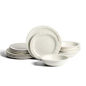 Oasis 12-Piece White Stoneware Full Set (Service for 4)