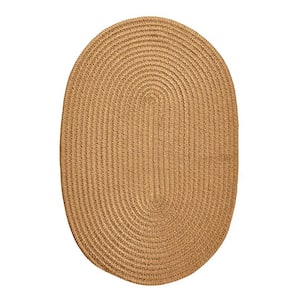 Country Braid Collection Straw Solid 42" x 66" Oval 100% Polypropylene Reversible Solid Area Rug