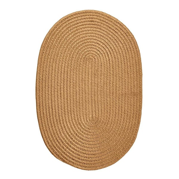 Better Trends Country Braid Collection Straw Solid 42" x 66" Oval 100% Polypropylene Reversible Solid Area Rug