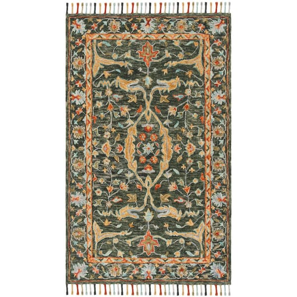 SAFAVIEH Aspen Olive/Rust 5 ft. x 8 ft. Border Area Rug