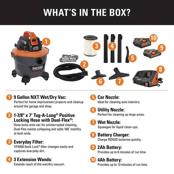 RIDGID 9 Gal. Cordless Wet/Dry Shop 