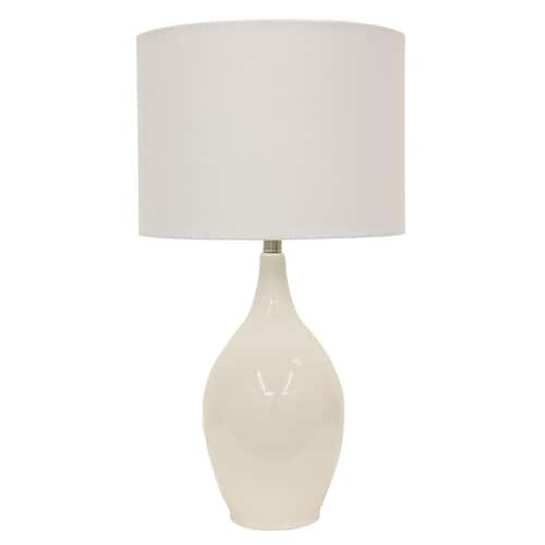 Anabelle Ceramic 27 in. White Table Lamp with Linen Shade Lamps