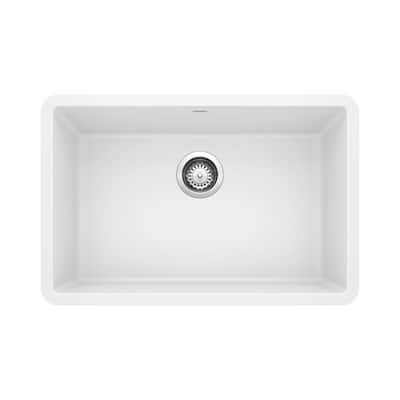 PRECIS Undermount Granite Composite 27 in. Single Bowl Kitchen Sink in White
