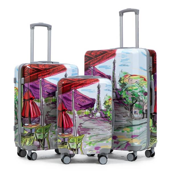 Wilbur 3-Piece PC Hardside Spinner Wheel Luggage Set with Spinner Wheels with Combination Lock, Coffee + Iron Tower