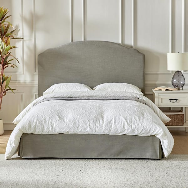 JAYDEN CREATION Christoph GRAY Wood Frame King 2-Piece Traditional Bedroom Platform Bed Set with Upholstered Headboard