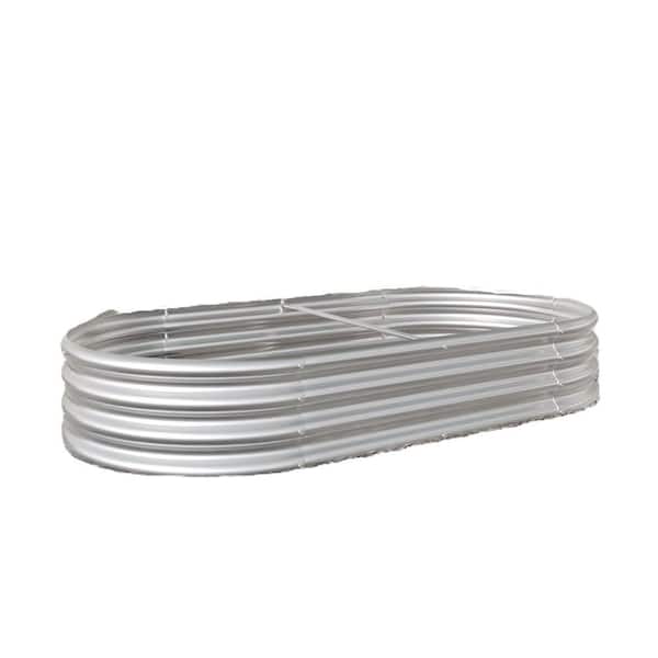 Raised Garden Bed Outdoor, Oval Large Metal Raised Planter Bed for for Plants, Vegetables, and Flowers-Silver