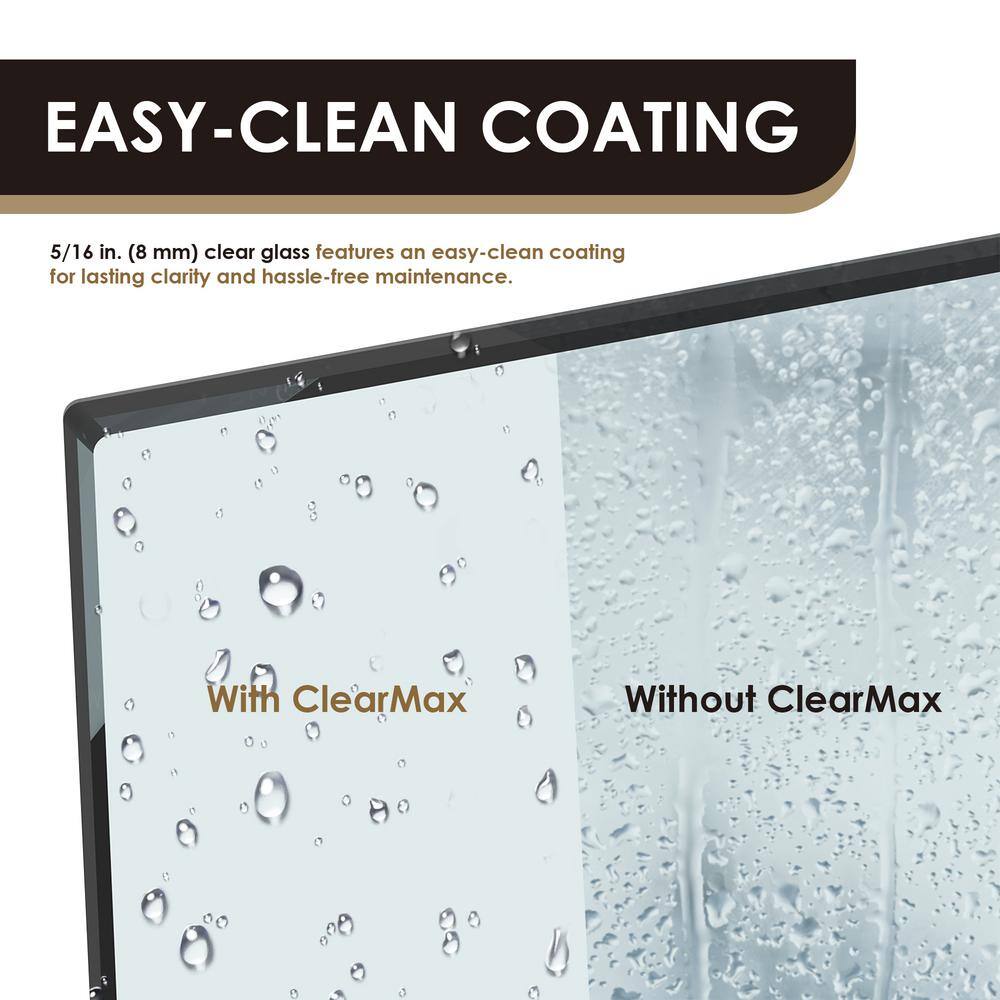 Marcelo 60" Matte Black Frameless Tub Door with Clear Glass