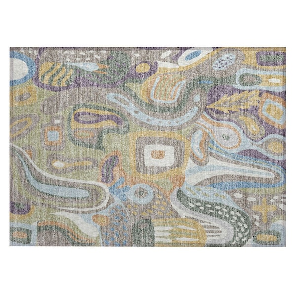 Chantille Machine Washable Indoor/Outdoor Abstract ACN2488 Green 2 ft. x 3 ft. Accent Rug