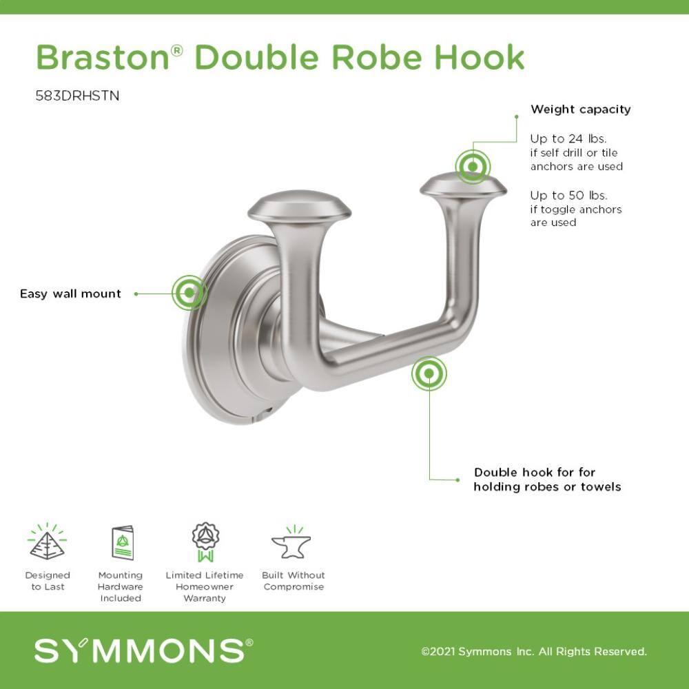 Satin Nickel Wall Mounted Double Robe and Towel Hook