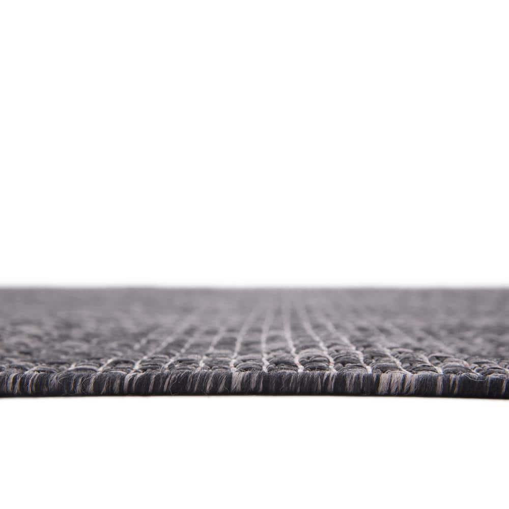 Black Rectangular Flatweave Outdoor Area Rug