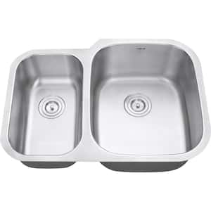 29 in. 40/60 Undermount 16-Gauge Stainless Steel Double Bowl Kitchen Sink - Right Configuration