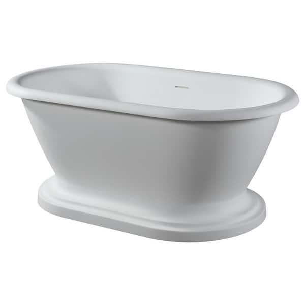 Winslow 66 in. Stone Resin Flatbottom Oval Bathtub in Glossy White
