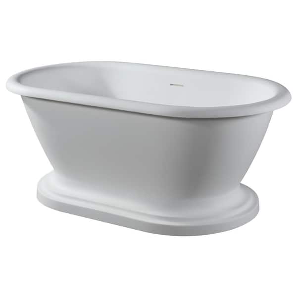 Barclay Products Winslow 66 in. Stone Resin Flatbottom Oval Bathtub in White Matte