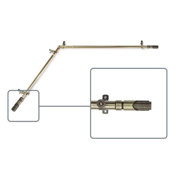 Unbranded 28 in. to 48 in. Adjustable 13/16 in. Corner Window Curtain Rod in Antique Brass with Witz Finials