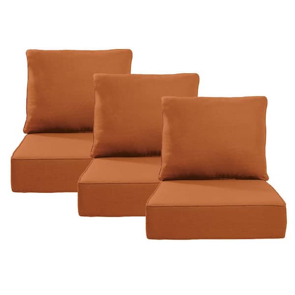 24 in. x 24 in. x 6 in. 6-Piece CushionGuard Outdoor Thicken Sofa Deep Seat Replacement Cushion Set in Orange