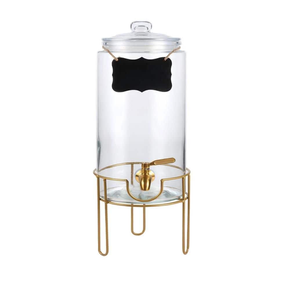 Elegant 1 Gal. Clear Glass Beverage Dispenser with Stand Included, Gold Stainless Steel Spigot, Ideal for Lemonade Juice price history on PriceWatchPro