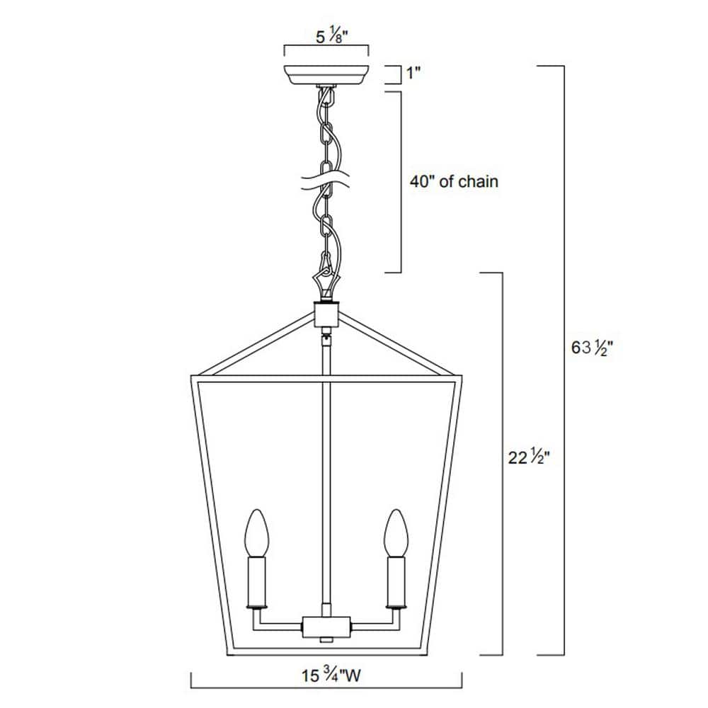 Brushed Nickel 4-Light Lantern Pendant Chandelier 16 in