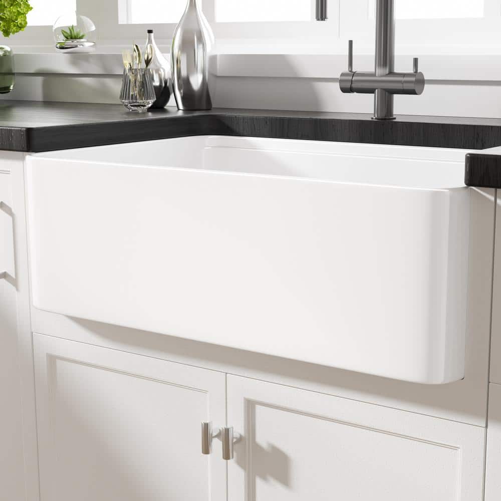 Yorkshire 30" White Fireclay Farmhouse Kitchen Sink with Accessories