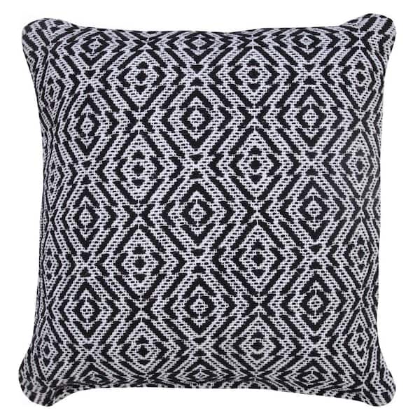 Unbranded Modern Black / White 20 in. x 20 in. Mirrored Diamond Geometric Indoor Throw Pillow