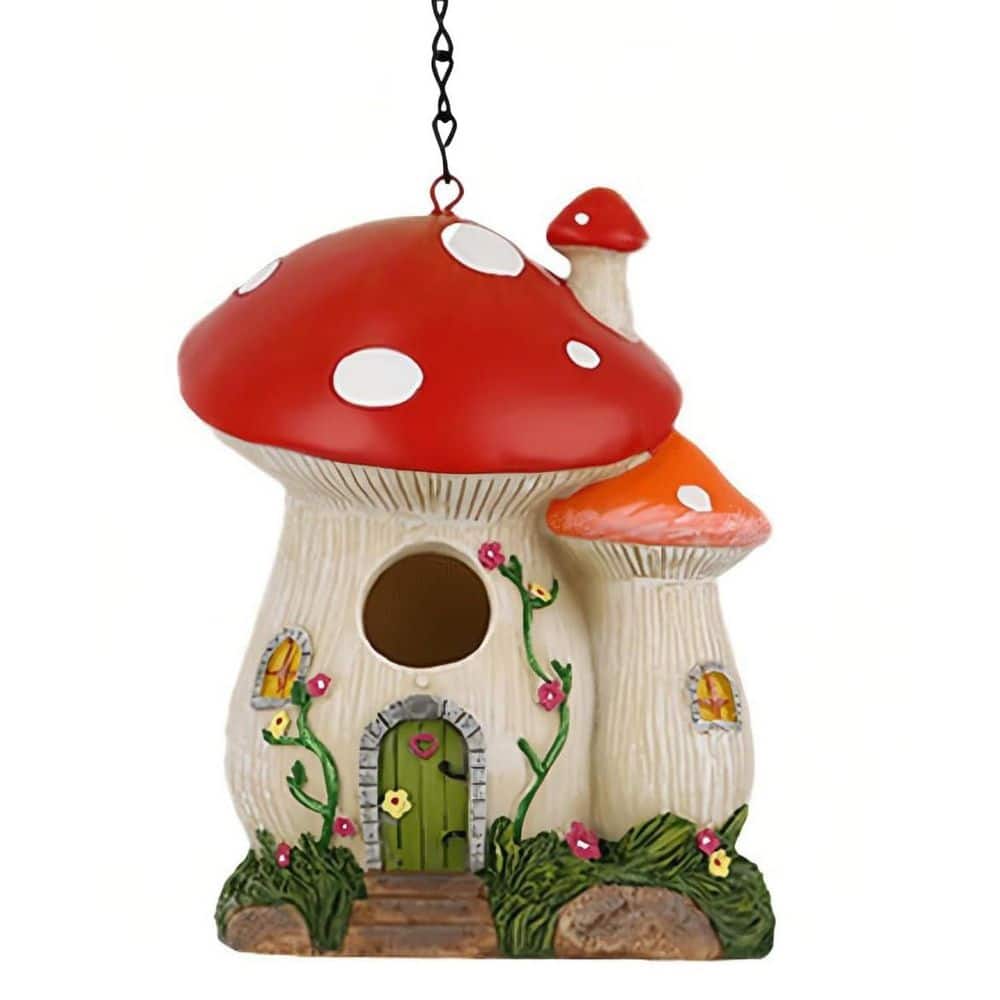 Resin Hanging Bird House Outdoor Mushroom Decor for Hummingbird Bluebird Cardinal Red Medium Size price history on PriceWatchPro