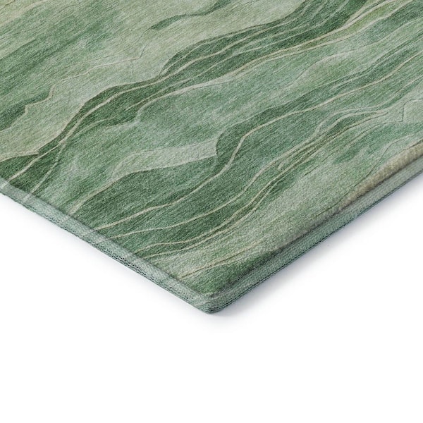 Mayfield Premium Machine Washable Abstract AMF1246 Green 8 ft. x 10 ft. Area Rug