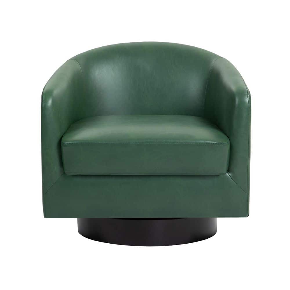 Contemporary Green Faux Leather Upholstered 360° Swivel Accent Arm Chair(Set of 1)