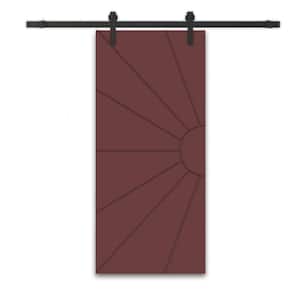 24 in. x 80 in. Maroon Stained Composite MDF Paneled Interior Sliding Barn Door with Hardware Kit