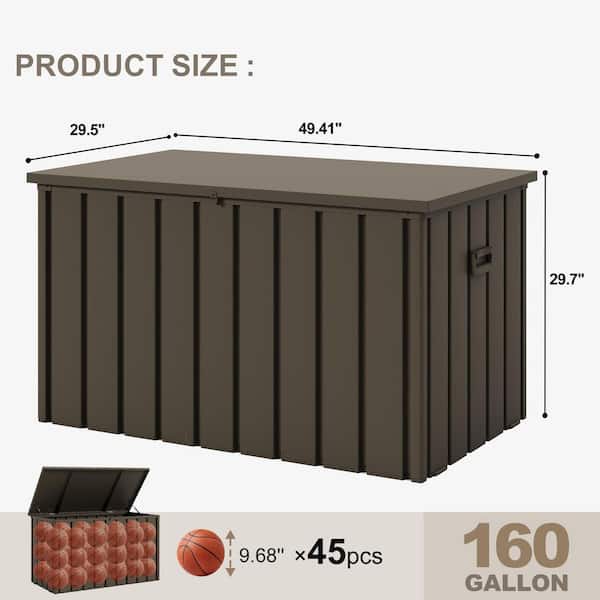 Outdoor Deck Box 160 Gallon Waterproof Lockable Storage Box Container with Lid Deck Box, Brown