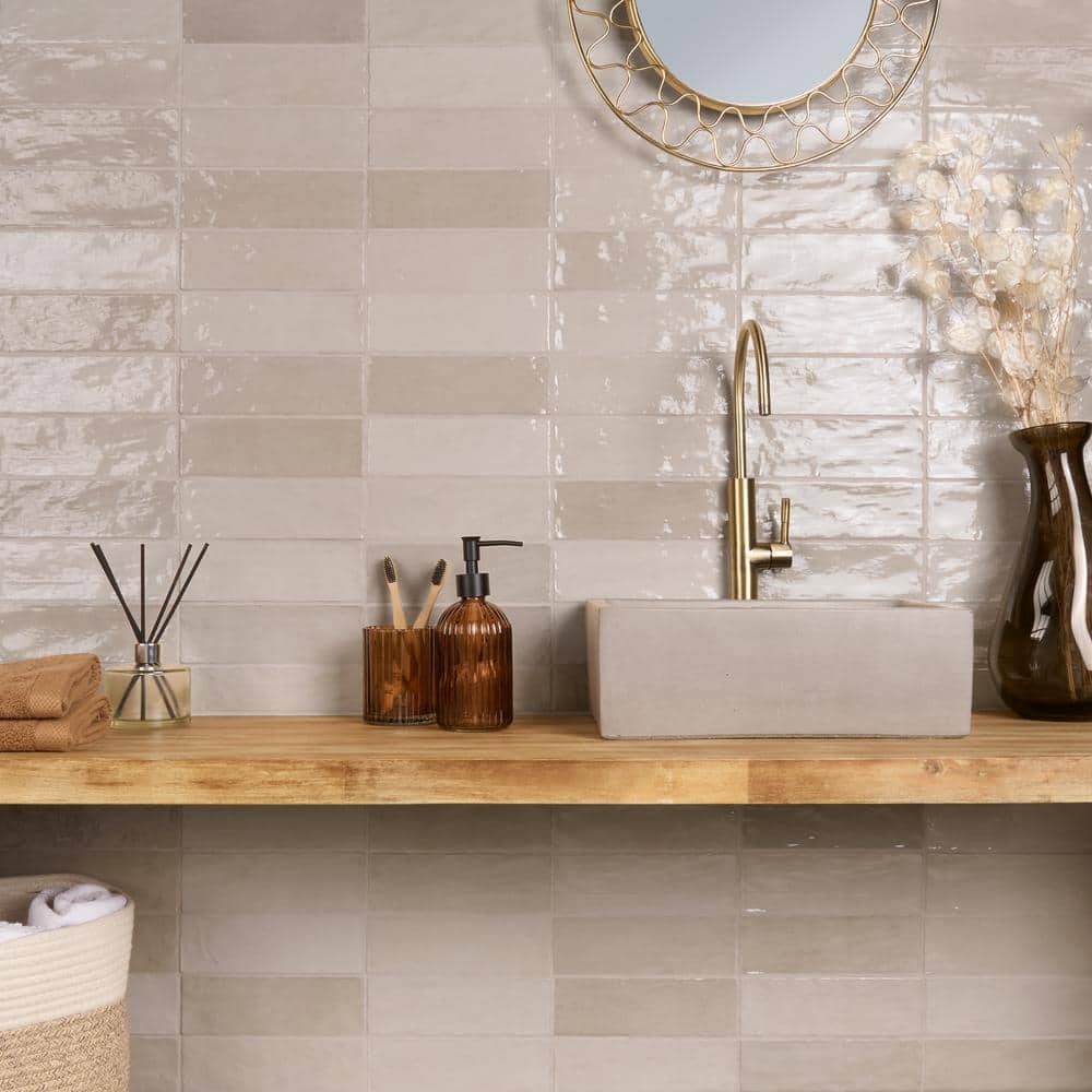 Beige 3" x 8" Glazed Ceramic Subway Wall Tile