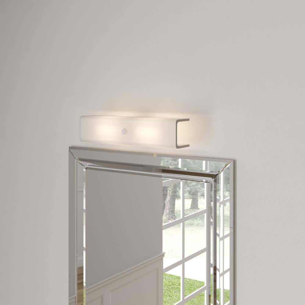 White Glass Two-Light Dimmable Bath Vanity Light