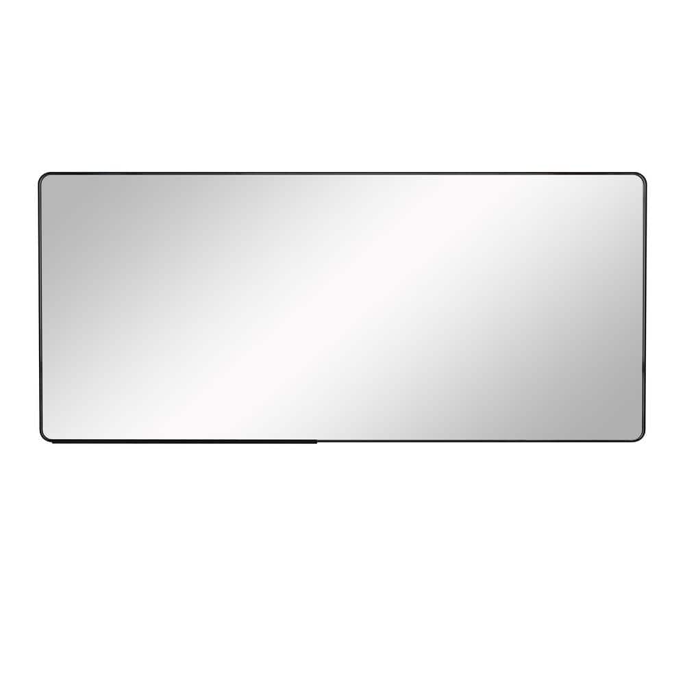 72 in. W x 32 in. H Black Rectangular Bathroom Wall Mirror with Removable T