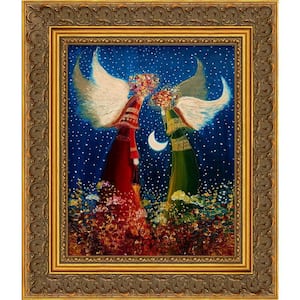 Angels with Baroque Antique Gold Frame by Justyna Kopania Framed Canvas Wall Art 12 in. x 14 in.