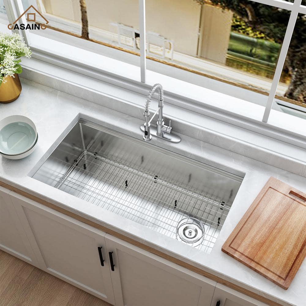 36" Stainless Steel Undermount Kitchen Sink with Accessories
