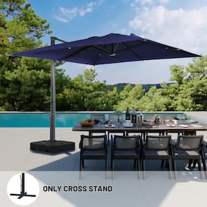 10x10 ft. 360°Rotation Square Cantilever Patio Umbrella with LED Light in Navy Blue