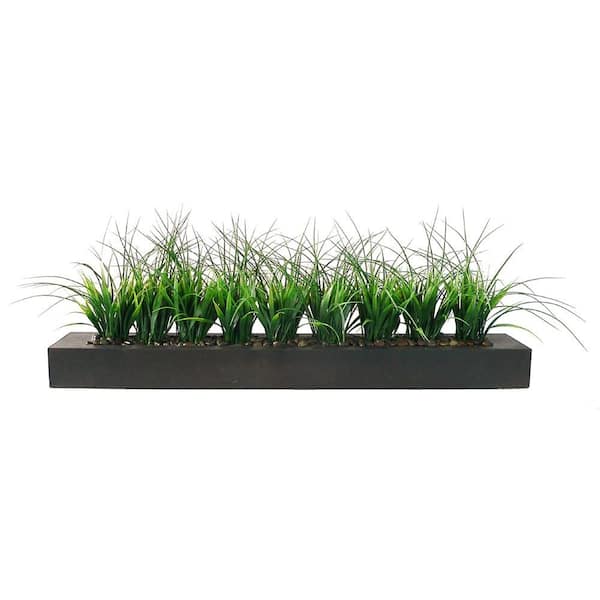 VINTAGE HOME Artificial Green Grass in Contemporary Wood Planter