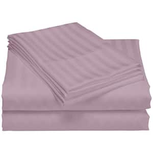 Hotel London 600-Thread Count 100% Cotton Deep Pocket Striped Sheet Set (Twin, Purple)