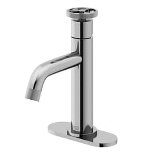 Cass Single Handle Single-Hole Bathroom Faucet Set with Deck Plate in Chrome
