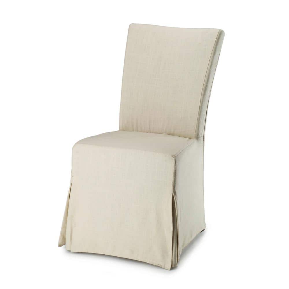Beige Linen Parsons Chairs with Slipcover Set of 2