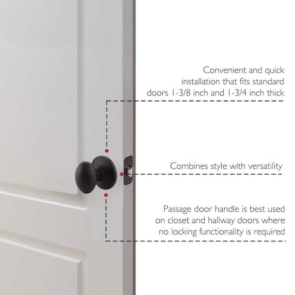 Egg Black Passage Hall/Closet Door Knob