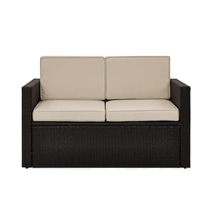 Palm Harbor Wicker Outdoor Loveseat with Sand Cushions