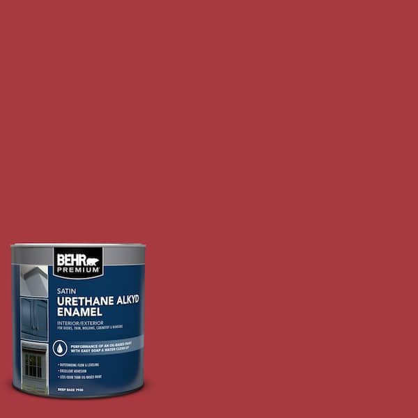 BEHR PREMIUM 1 qt. #BXC-03 Scarlet Satin Enamel Urethane Alkyd Interior/Exterior Paint