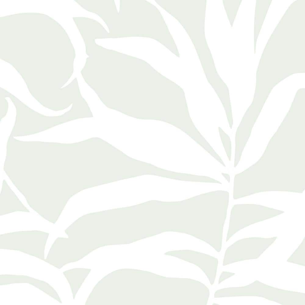 Tropical Palm Leaves Solid Sage Peel and Stick Smooth Vinyl Wallpaper