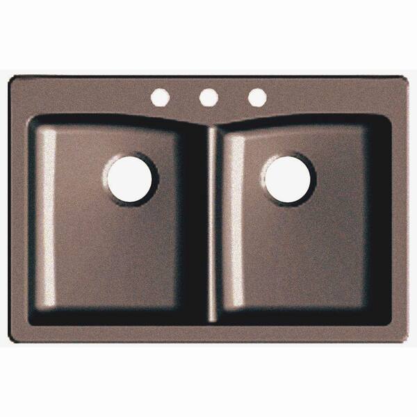 Glacier Bay Dual Mount Granite Composite 33 in. 3-Hole Double Basin Kitchen Sink in Espresso
