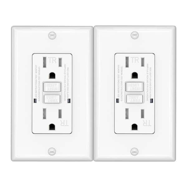 Etokfoks 15 Amp 125-Volt Self-Test Tamper Resistant GFCI Duplex Outlet ...