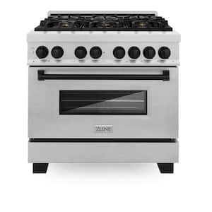 Autograph Edition 36 in. 6 Burner Dual Fuel Range in Fingerprint Resistant Stainless Steel and Matte Black