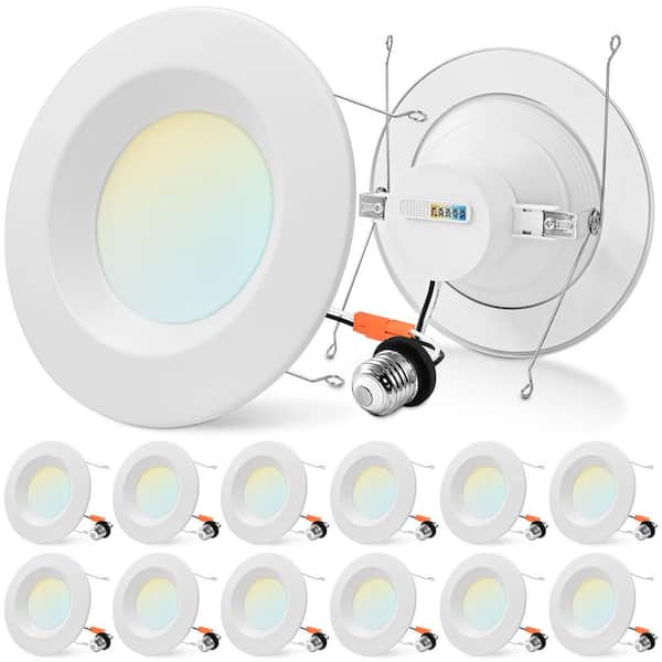 LUXRITE 5/6 in. LED Can Light Adjustable CCT 2700K-5000K 17W=90W
