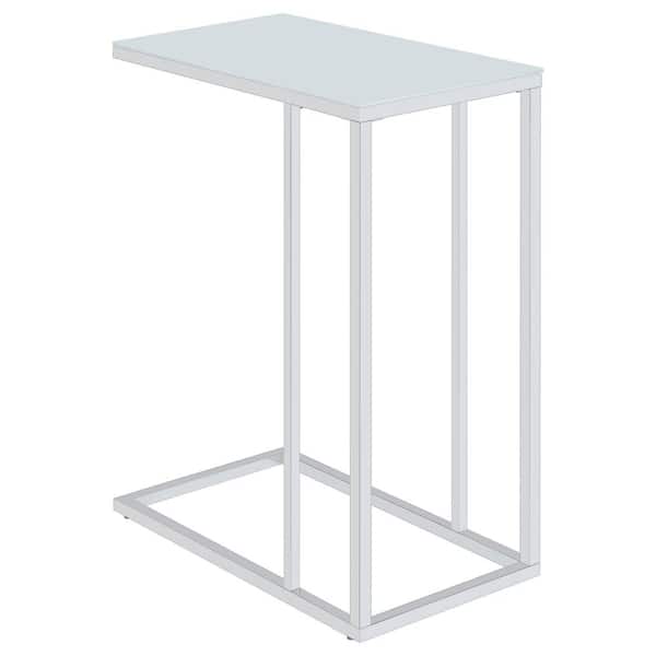 Coaster Chrome and White Glass Top Snack Table